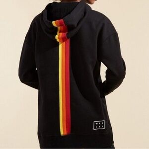 Bandier Wesley Black Hoodie with Vibrant Stripes and Side Zippers